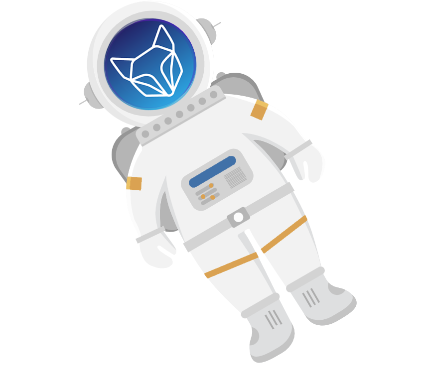 Image d'un astronaute avec le tete en logo du SEIO